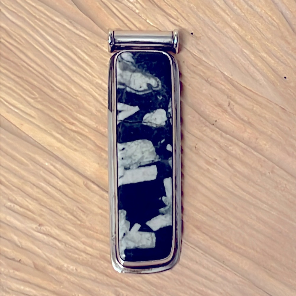 Chinese Writing Rock Sterling Silver Pendant
